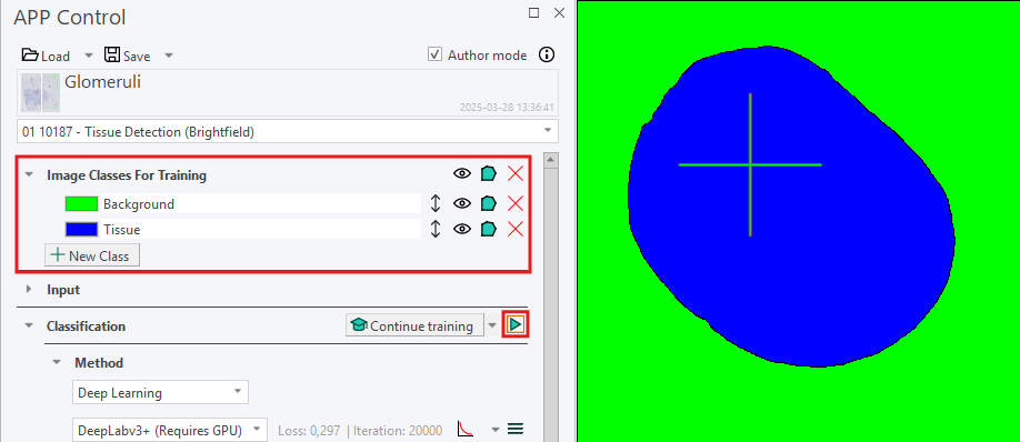 Preview the classification to see the background and tissue classification labels
