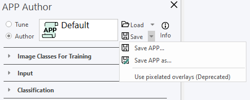 The dropdown options when clicking the arrow to the right of the save icon.