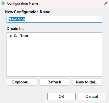 Clicking the save icon in the App Author launches a dialog in which the app can be given a title.