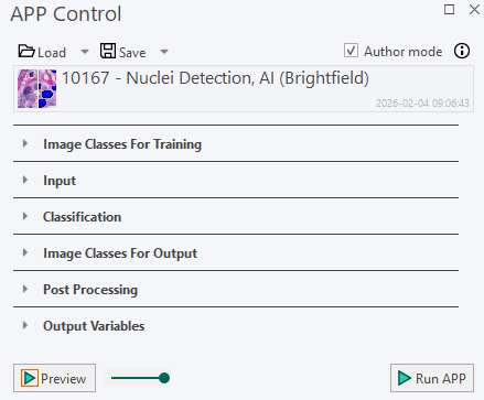 Functionalities of the APP Control.