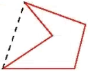 The dotted line represents the convex hull of the red object.