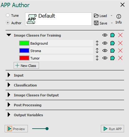 The image classes section in the APP author dialog.