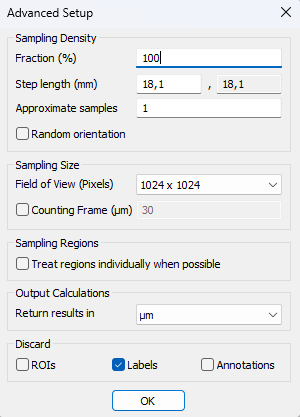 Advanced Sampling dialog.