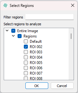 Click the square besides the region of interest to select it.
