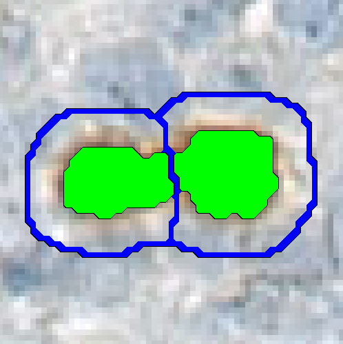 Objects seperated, Separate object surroundings, surroundings width = 3µm