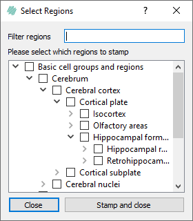 Search and filter atlas brain regions