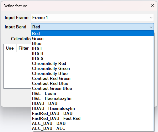 Color Band in define feature dialog.