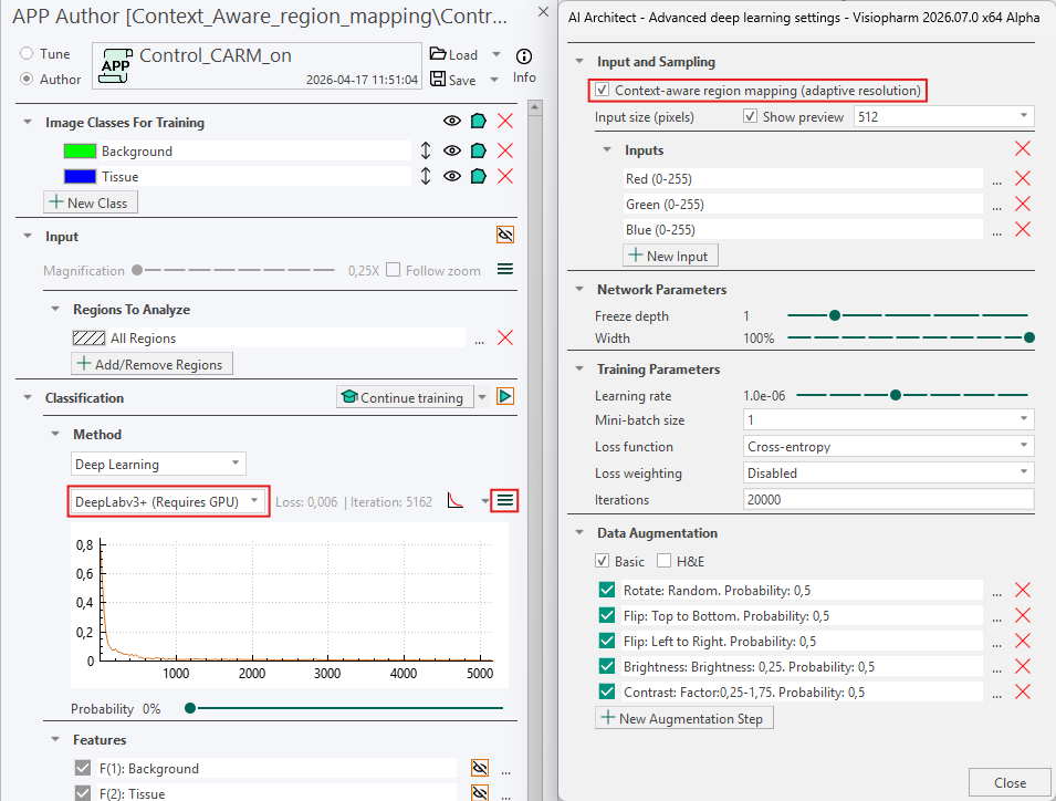 APP configuration with Context Aware Region Mapping enabled.