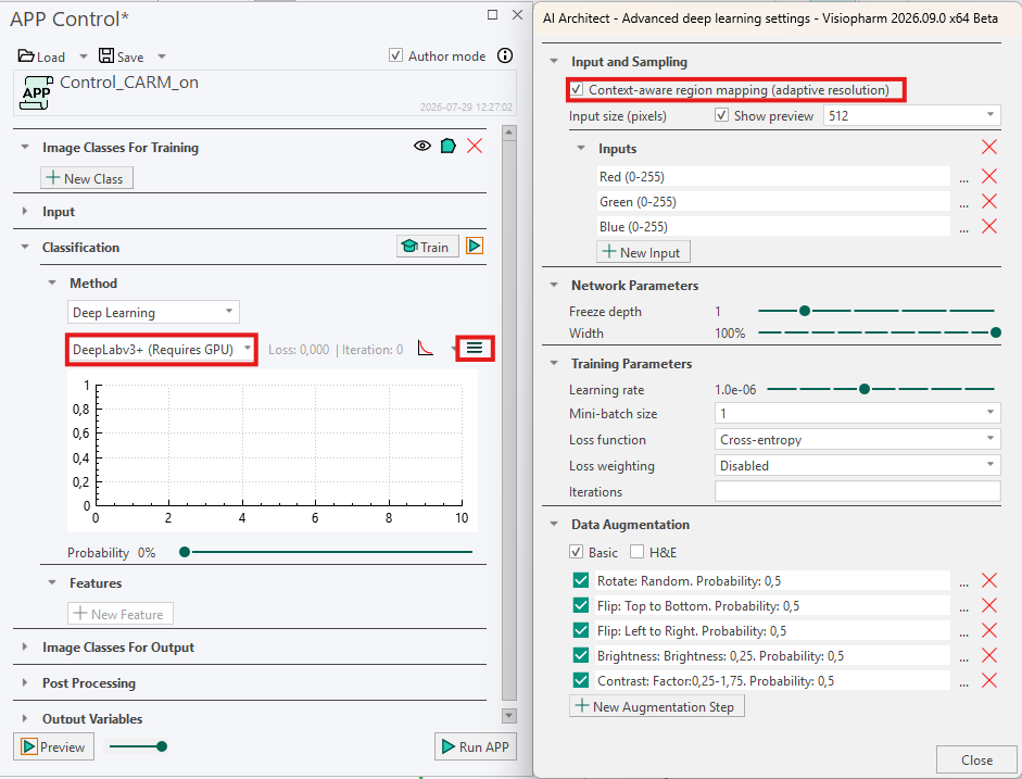 APP configuration with Context Aware Region Mapping enabled.