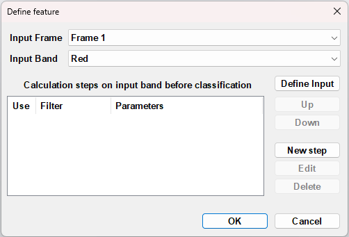 The Define Feature dialog.