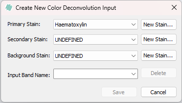 The Create New Color Deconvolution Input dialog.