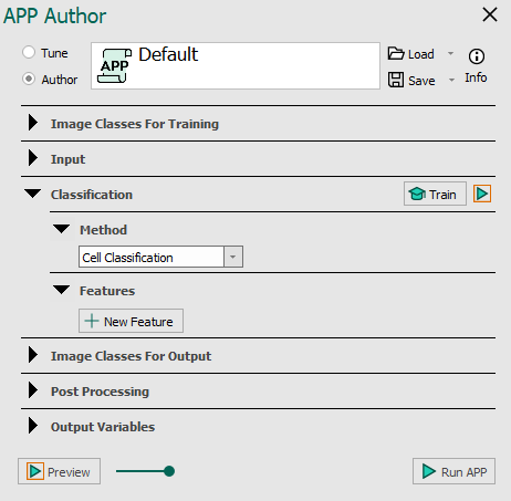 Cell Classification Method in the Classification section of the APP author.