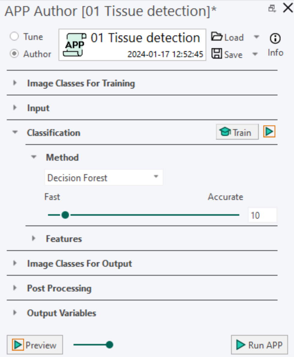 Decision Forest Method in the Classification section of the APP author.