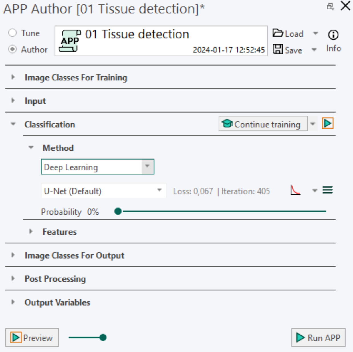 Deep learning Method in the Classification section of the APP author.