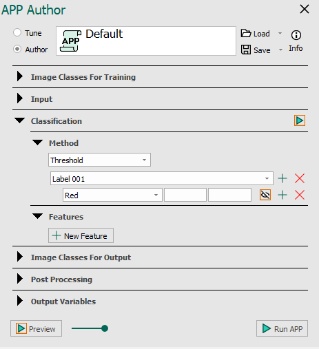 Threshold Method in the Classification section of the APP author.