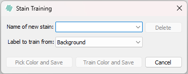Stain Training dialog.