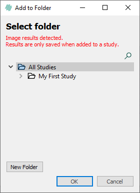 An existing folder can be quickly selected or a new folder can be made by clicking on the New Folder button.