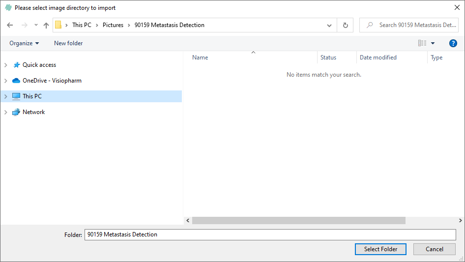 Select the folder to import.