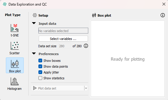 The Box plot submenu.