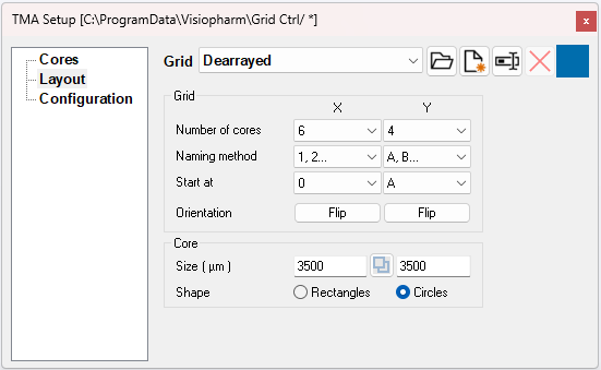 The layout dialog