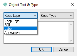 Object text and type dialog