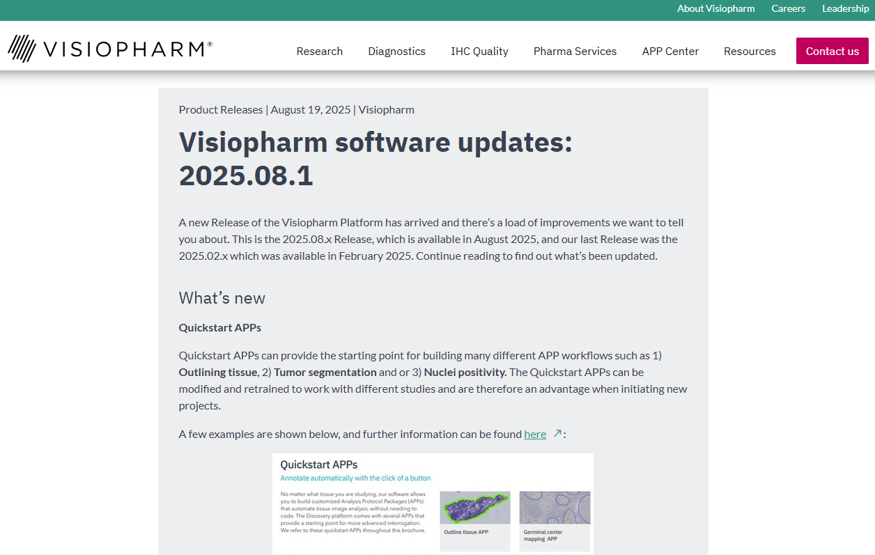 What the webpage the user gets directed to can look like, here it is for the 2025.08.1 release.