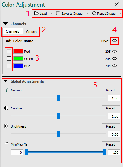 Control the master and individual transparency controls