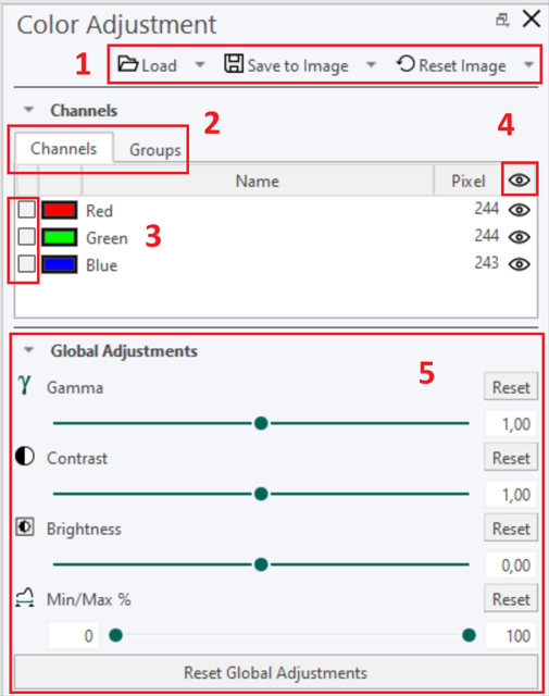 Control the master and individual transparency controls