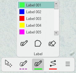Click Label to activate Label drawing and hover over the Label icon to expand the Drawing tool.